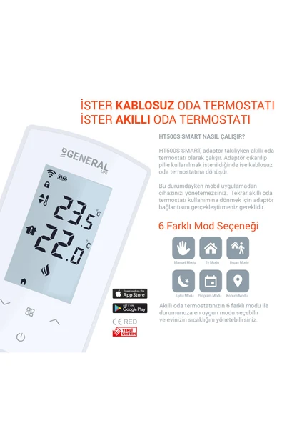 GENERAL Life Ht500S Smart Wifi Kontrollü Akıllı Oda Termostatı Beyaz - 5