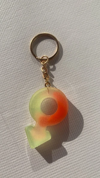 Rengarenk Erkek Sembol Anahtarlık Gold Aksesuarlı El Yapımı Epoksi Hediyelik - Resim 3