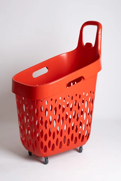 Tekerlekli Market Sepeti (Tekerlekli Alışveriş Sepeti Kırmızı Saplı ) 73 L Kırmızı