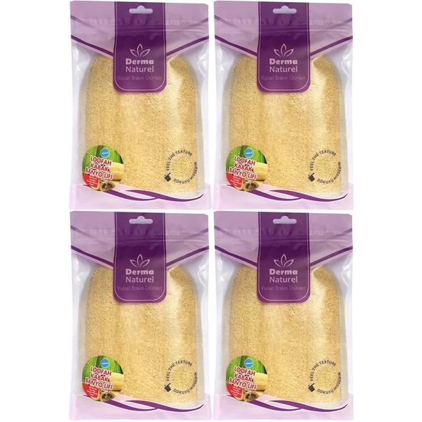 Derma Naturel Loofah Kabak Havlu Banyo Eldiveni (15*24CM) MS-11 (4 Lü Set) ürün görseli 1