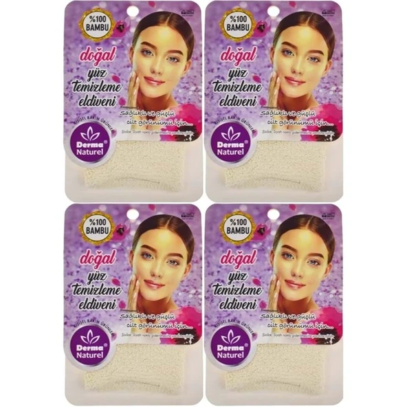 Derma Naturel Bambu Yüz Temizleme Eldiveni MS-32 (4 Lü Set) ürün görseli 1