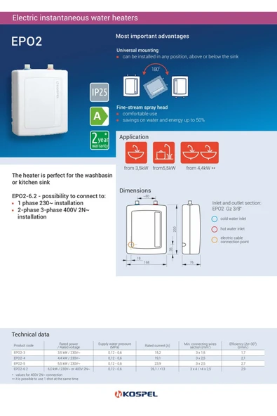 KOSPEL Elektrikli Ani Su Isıtıcısı Ası-epo2 - 2