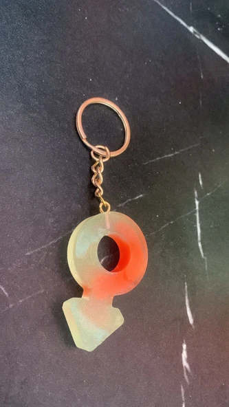 Rengarenk Erkek Sembol Anahtarlık Gold Aksesuarlı El Yapımı Epoksi Hediyelik - Resim 2