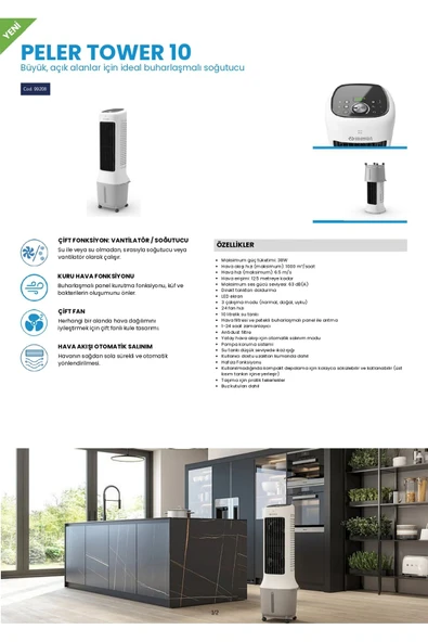 Olimpia Uzaktan Kumandalı Çift Fanlı Kule Tipi Hava Soğutucu-serinletici 1000 M³/h - 5