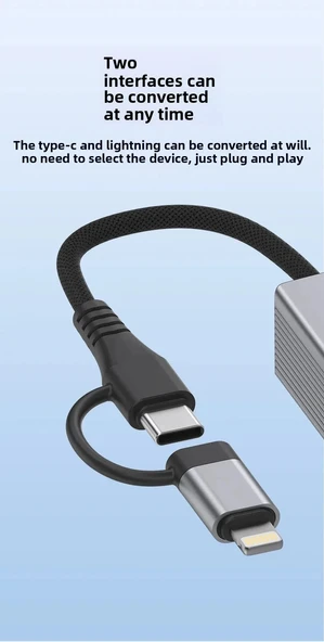 3 Portlu Ağ ve Veri Adaptörü: RJ45 LAN + USB 3.0 + Type-C Girişli | Metal Kasa - 6