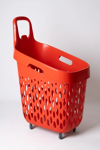 Tekerlekli Market Sepeti (Tekerlekli Alışveriş Sepeti Kırmızı Saplı ) 73 L Kırmızı - 2