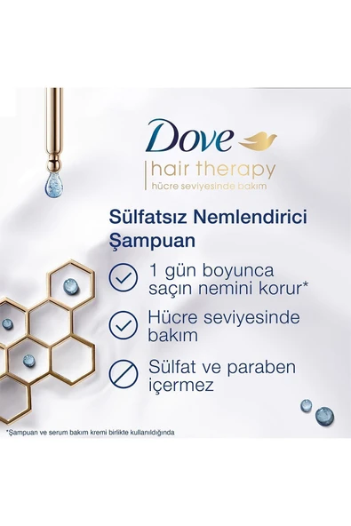 Dove Hair Therapy Sülfatsız Saç Bakım Şampuanı Hydration Spa Nemlendirici 350 ml - 5
