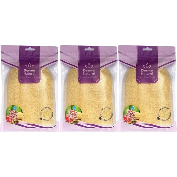 Derma Naturel Loofah Kabak Havlu Banyo Eldiveni (15*24CM) MS-11 (3 Lü Set) ürün görseli 1