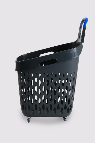 Tekerlekli Market Sepeti (Tekerlekli Alışveriş Sepeti Mavi Saplı ) 73 L Füme - 3