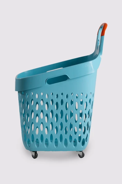 Tekerlekli Market Sepeti (Tekerlekli Alışveriş Sepeti Turuncu Saplı ) 73 L Turkuaz - 3