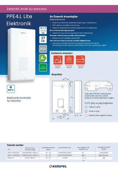 KOSPEL Ppe4-L Elektronik Trifaze Ani Su Isıtıcı - 4
