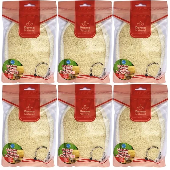 Derma Naturel Loofah Kabak Banyo ve Yüz Lifi (15*24CM) MS-10 (6 Lı Set) ürün görseli 1