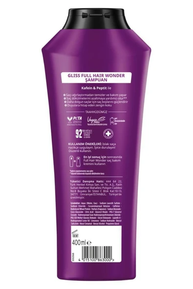 Gliss Full Hair Wonder Saç Dökülme Karşıtı Şampuan 400 ml - 2