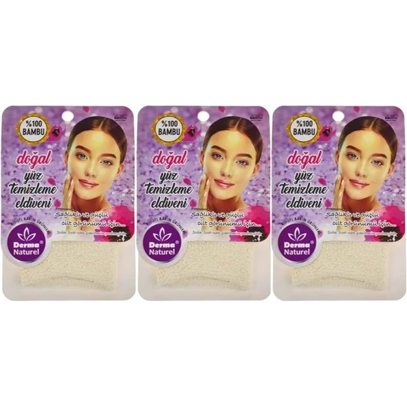 Derma Naturel Bambu Yüz Temizleme Eldiveni MS-32 (3 Lü Set) ürün görseli 1