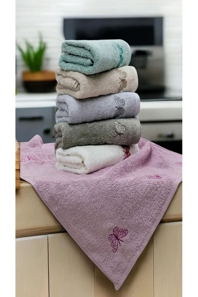 Home Kelebek Nakışlı Bambu 6'lı Mutfak Havlu Seti - 3