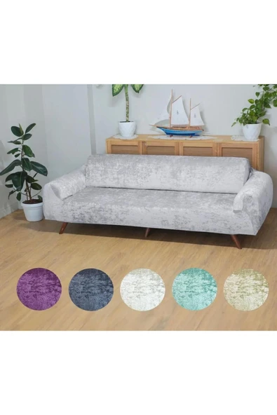 Home Geçirmeli Lastikli Kadife Koltuk Örtü Seti 3+3+1+1 - 2