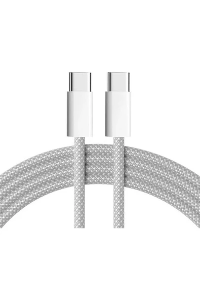 H11 Gökkuşağı Apple iPhone Uyumlu Type C Den Type C Ye 1m Örgü Data Şarj Kablosu MQKJ3ZM/A - 3