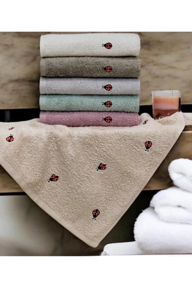 Home Uğur Böceği Nakışlı Bambu El Yüz Havlusu