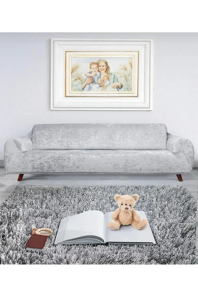Home Geçirmeli Lastikli Kadife Koltuk Örtü Seti 3+3+1+1