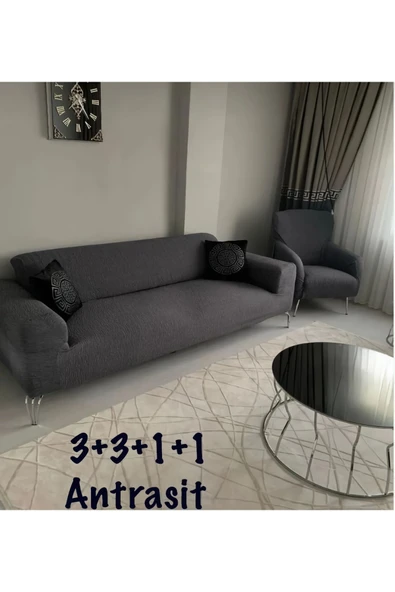 Home Geçirmeli Lastikli Koltuk Örtüsü Seti 3+3+1+1 - 2