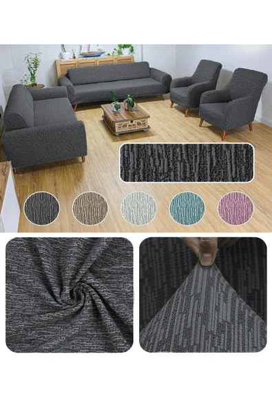 Home Battal Boy Geçirmeli Lastikli Koltuk Örtü Seti 3+3+1+1