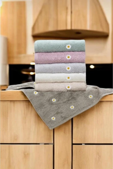 Home Papatya Nakışlı Bambu El Yüz Havlusu - 2