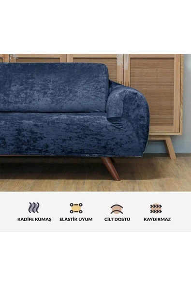 Home Kadife Geçirmeli Koltuk Örtü Seti 3+3 - 4