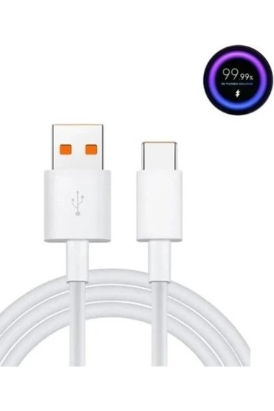 Gökkuşağı Xiaomi Mi 10 -11-12 ve Type C Telefonlarla Uyumlu Turunçu Uçlu Hızlı Type C Şarj Kablosu