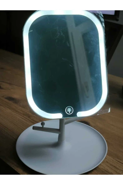 Led Işıklı Makyaj Aynası 3 Modlu Usb Şarjlı Beyaz Kare Taşınabilir Açı Ayarlı Güzellik Ayna 18X14CM