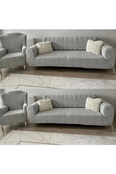 Home Lastikli Yıkanabilir Jakarlı Koltuk Örtüsü Seti - 3 3 1 1
