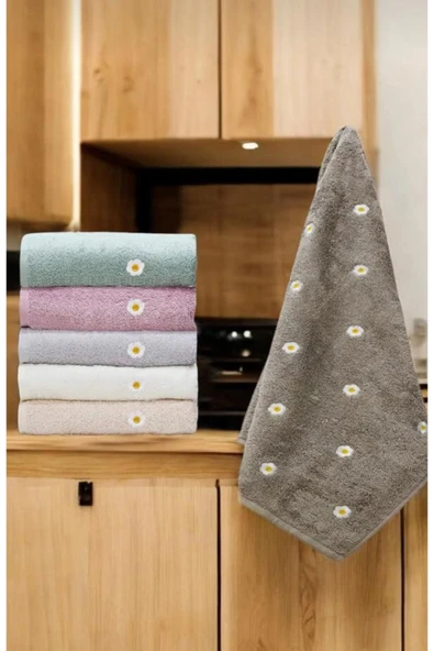 Home Papatya Nakışlı Bambu El Yüz Havlusu - 3