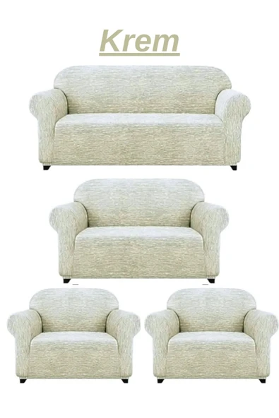 Home Lastikli Yıkanabilir Jakarlı Koltuk Örtüsü Seti - 3 3 1 1 - 2