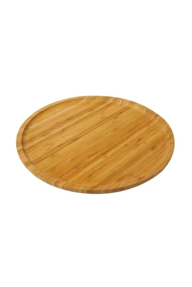 Zuzu Bambu 360 Derece Dönen Lüx Servis Sunum Tabağı, Pizza Ve Peynir Sunum Tahtası 28 Cm