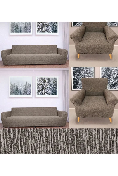 Home Battal Boy Geçirmeli Lastikli Koltuk Örtü Seti 3+3+1+1