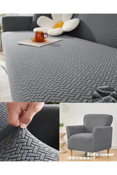 Home Desenli Geçirmeli Koltuk Örtü Seti 3+2+1+1 - 2