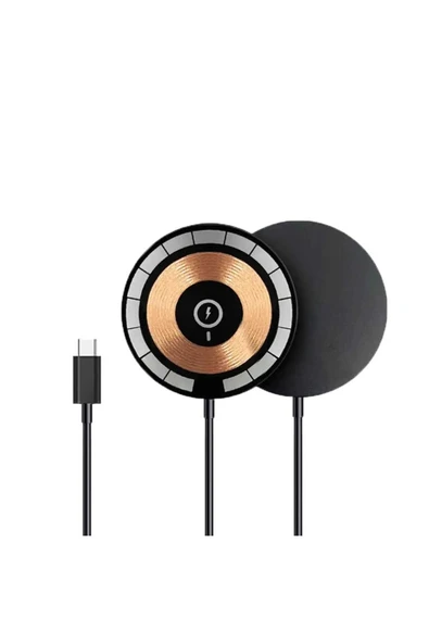 S23 Fe Uyumlu Magsafe Şarj Aleti Kablosuz Manyetik Type C 15W Siyah