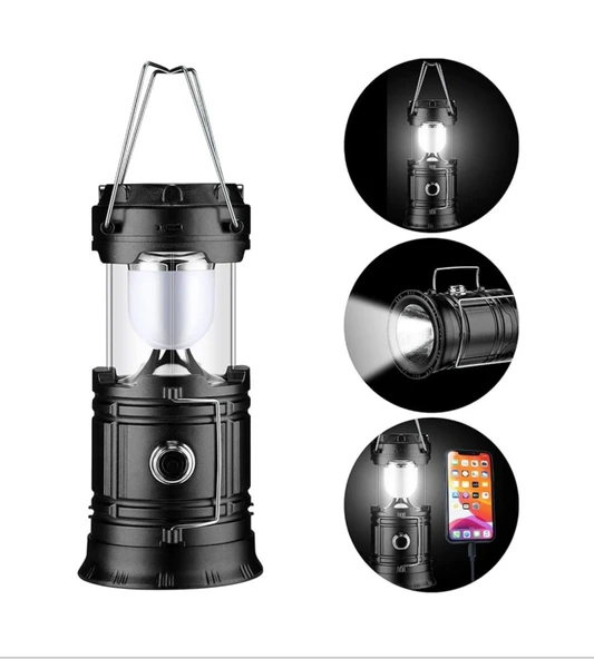 Taşınabilir Solar LED El Feneri Kamp Dış Aydınlatma Katlanır Kamp Çadır Lambası - 3
