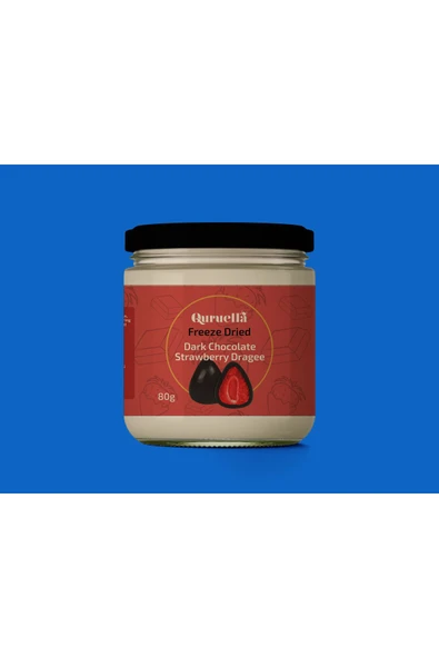 Quruella BİTTER ÇİKOLATALI ÇİLEK DRAJE 80gr. Freeze dried teknolojisi - 1