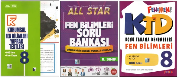 KURMAY 8.SINIF KURUMSAL YAPRAK TEST+NEWTON ALL STAR+FENOMEN KTD FEN BİLİMLERİ (3 KİTAP) ürün görseli