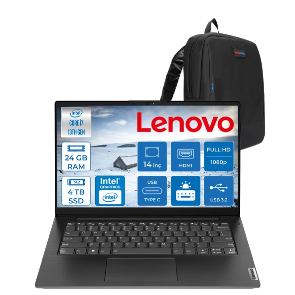 Lenovo V14 Gen4 Iru Intel Core I7 13620H 24GB 4tb SSD Freedos Intel® UHD Graphics 14 Inç Fullhd Taşınabilir Bilgisayar 83A000GDTRF20 + Zetta Çanta ürün görseli 1
