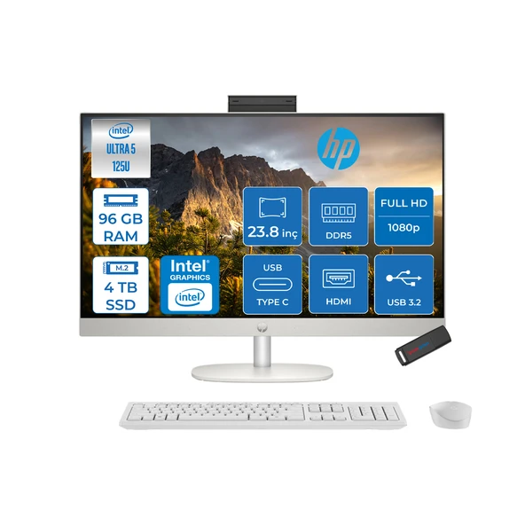Hp 24-CR1021NT Intel Core Ultra 5 125U 96GB Ddr5 Ddr5 4tb SSD Freedos Intel® Aı Boost 23.8 Inç IPS Fullhd All In One Bilgisayar B05RSEAF40 + Zetta Flash Bellek ürün görseli 1