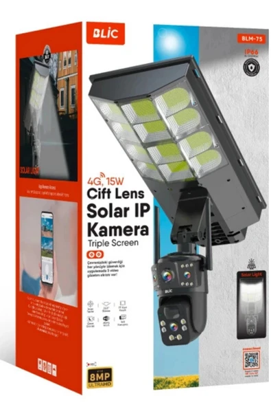Blic Blm-75 4G 15W Güneş Enerjili 8MP Çift Lensli IP Kamera - 4