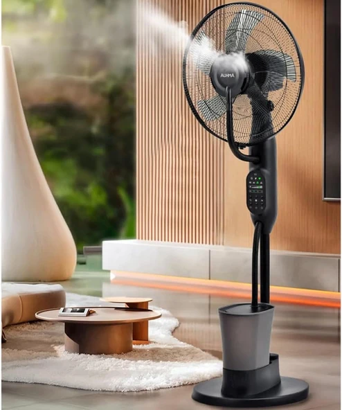 The Wlue Uzaktan Kumandalı Buzlu Vantilatör Buharlı 2.8 Litre Nemlendirici Fan Zaman Ayarlı Ultra Sessiz Tekerlekli - 4