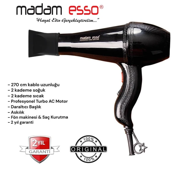 MADAMESSO Mdm-9600 Profesyonel Fön Makinesi & Saç Kurutma Makinesi - 1