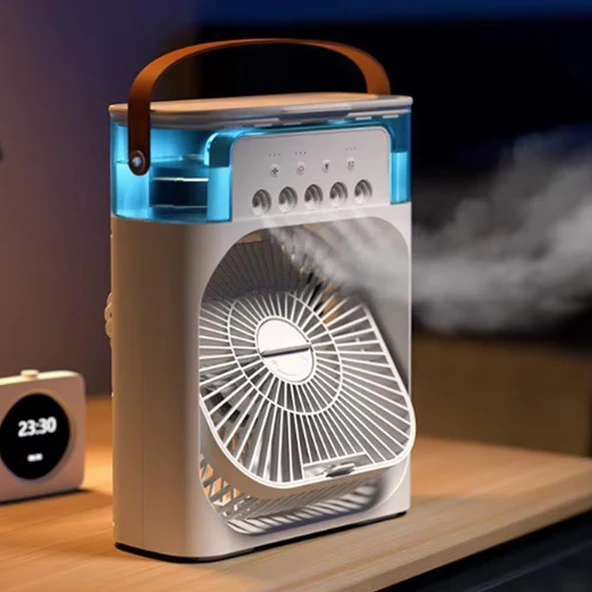 The Wlue Buzlu Vantilatör 600ml Buharlı Nemlendirici Fan Zaman Ayarlı/RGB Işıklı/Ayarlanabilir Hız