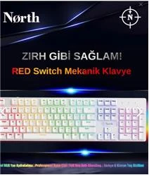 North Shield White Red Switch Türkçe Q RGB Beyaz Mekanik Gaming Klavye - 4