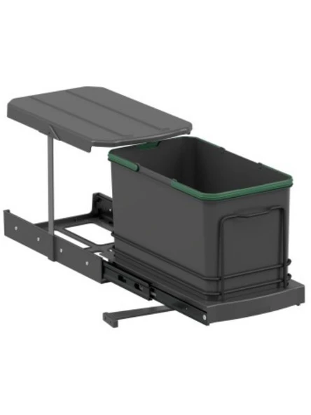 Starax S-2573-A Teleskopik Raylı Plastik 16 Lt. Gri Çöp Kovası