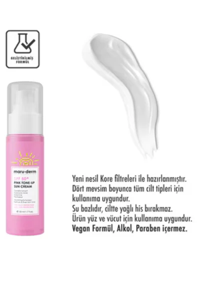 Maruderm Pembe Ton Eşitleyici Güneş Kremi SPF 50+ – Renkli Koruyucu Krem, 50 ml - 4