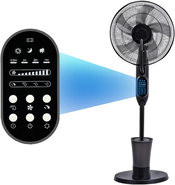 The Wlue Uzaktan Kumandalı Buzlu Vantilatör Buharlı 2.8 Litre Nemlendirici Fan Zaman Ayarlı Ultra Sessiz Tekerlekli