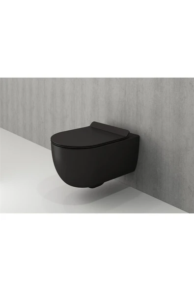 V-tondo Rimless Asma Klozet Kanalsız Kısa Kapak Hariç Mat Siyah 1417-004-0128 - 2
